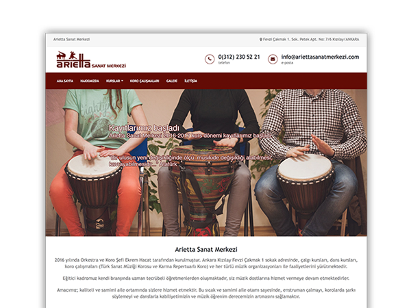 Arietta Sanat Merkezi - Web Sitesi Tasarımı
